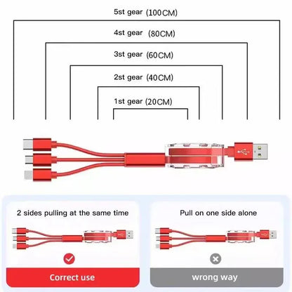 3-in-1 USB charging cable for Audi – multi-charger with Type-C, Micro-USB &amp; Lightning connector