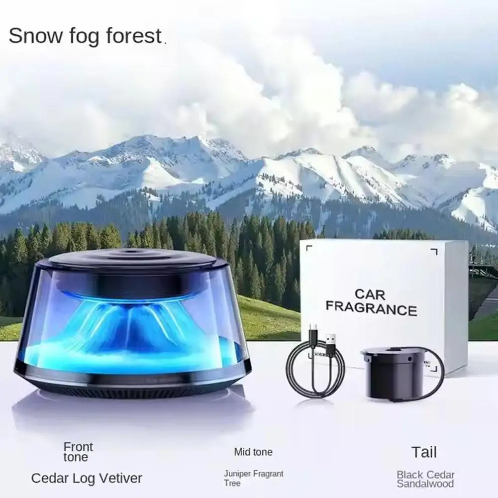 Snow Mountain Car Fragrance Diffuser – Smart Air Freshener with RGB Light and Rechargeable Design