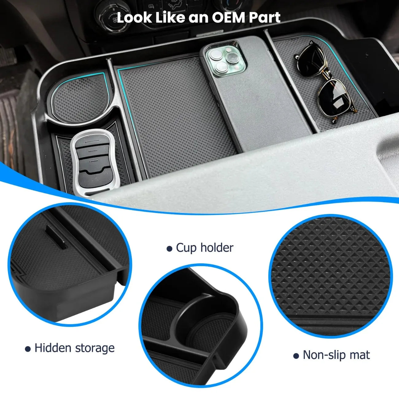 Front Console Organizer Tray for Ford F-Series Trucks (2011–2025)