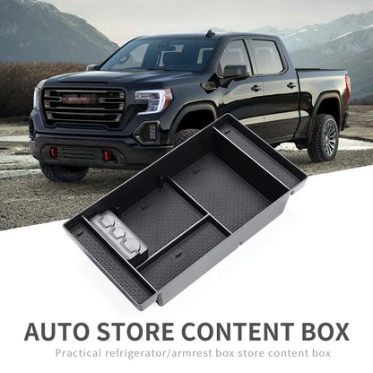 Dual Layer Center Console Organizer for Chevy Silverado 1500 and GMC Sierra 1500 2019 to 2022