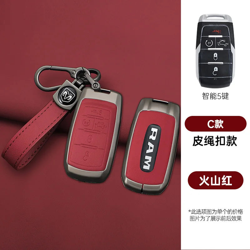 Leather Key Fob Cover for Dodge Ram 1500 2500 3500 4500 5500 TRX and Rebel