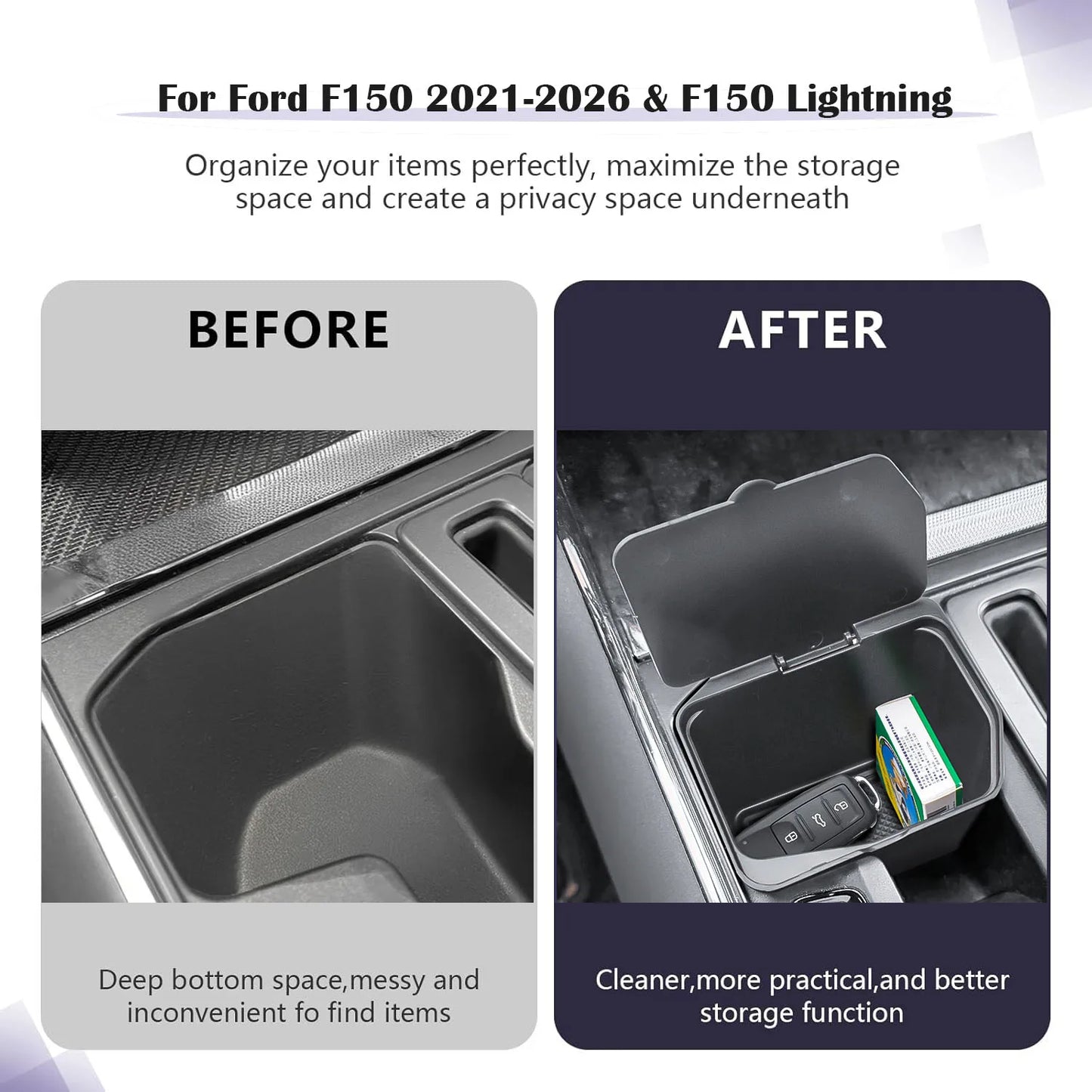 Center Console Coin Holder Tray for Ford F-150 & F-150 Lightning (2021–2026)