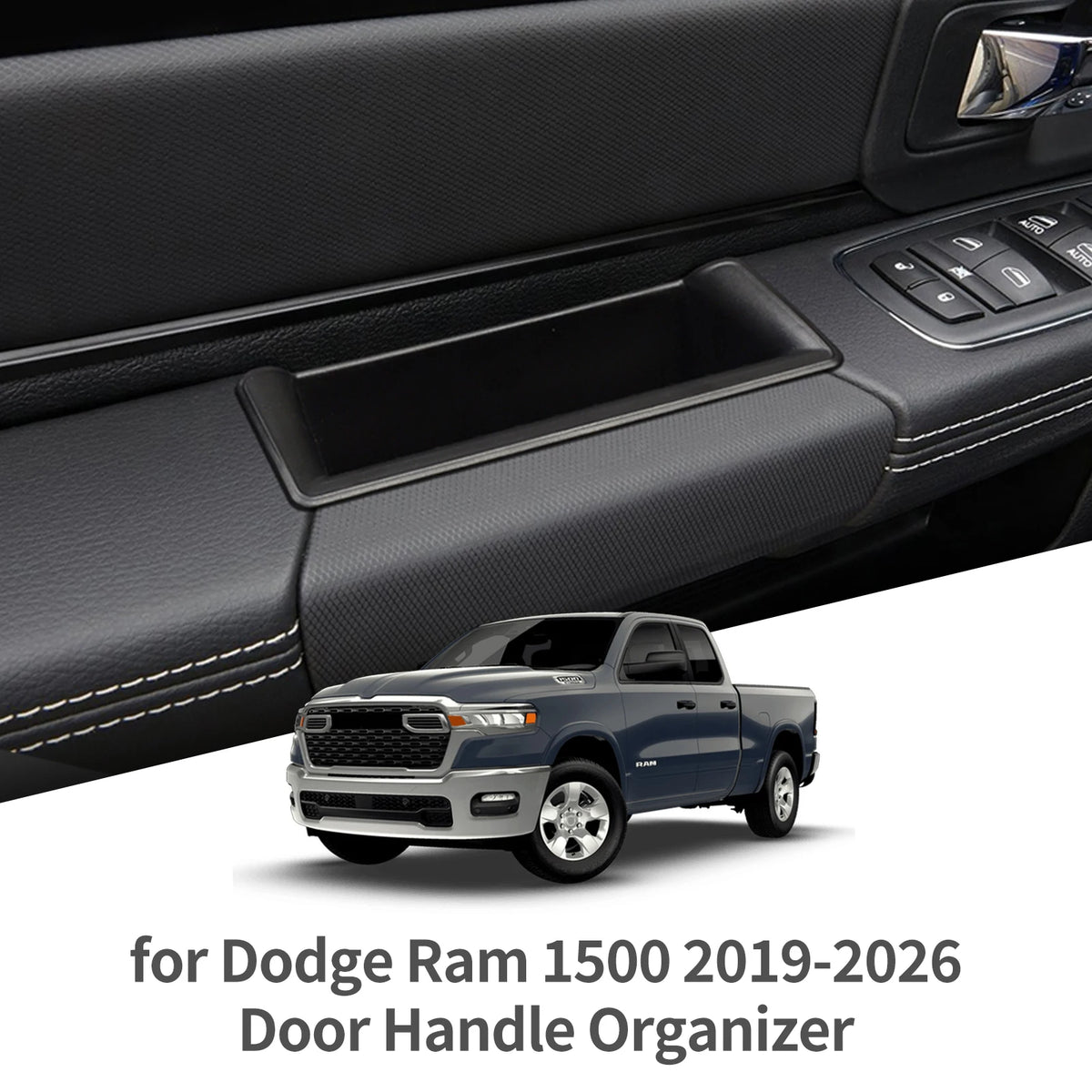 Door Handle Storage Organizer Trays for Dodge Ram 1500 2019 to 2026 4 Piece Set