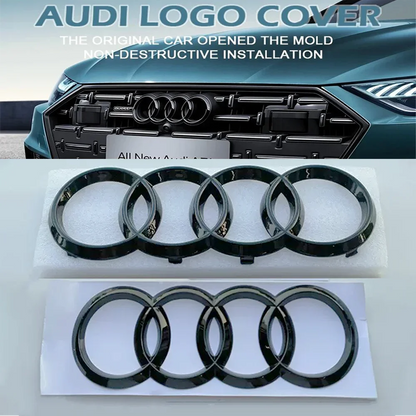 Black or silver 4-ring emblem for Audi – front grill &amp; rear logo badge (A3, A4, A5, A6, A7, Q2, Q3, Q5, Q8, TT)