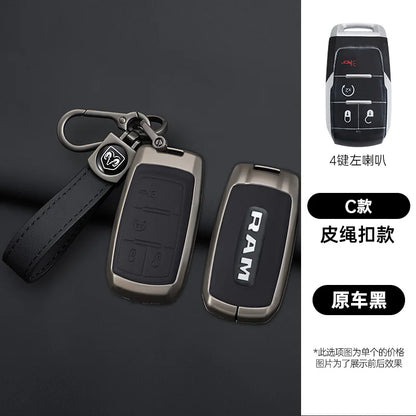 Leather Key Fob Cover for Dodge Ram 1500 2500 3500 4500 5500 TRX and Rebel