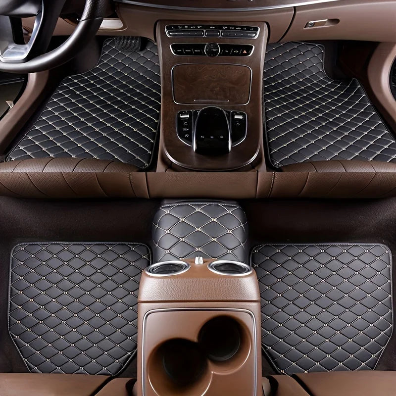 Universal 5PCS Car Floor Mats – Waterproof PU Leather Auto Interior Protection Set for Most Vehicles