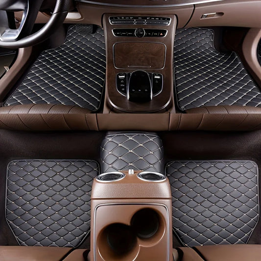 Universal 5PCS Car Floor Mats – Waterproof PU Leather Auto Interior Protection Set for Most Vehicles
