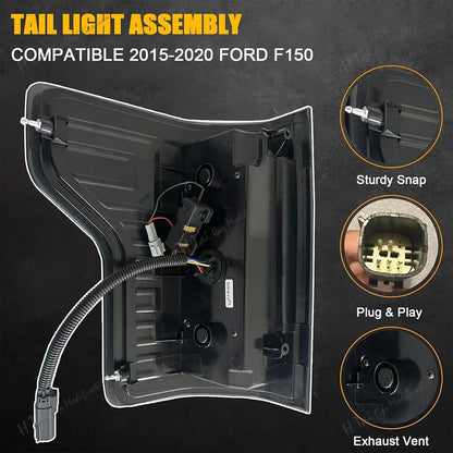 LED Tail Lights for Ford F150 2015 to 2020 with Dynamic Turn Signals