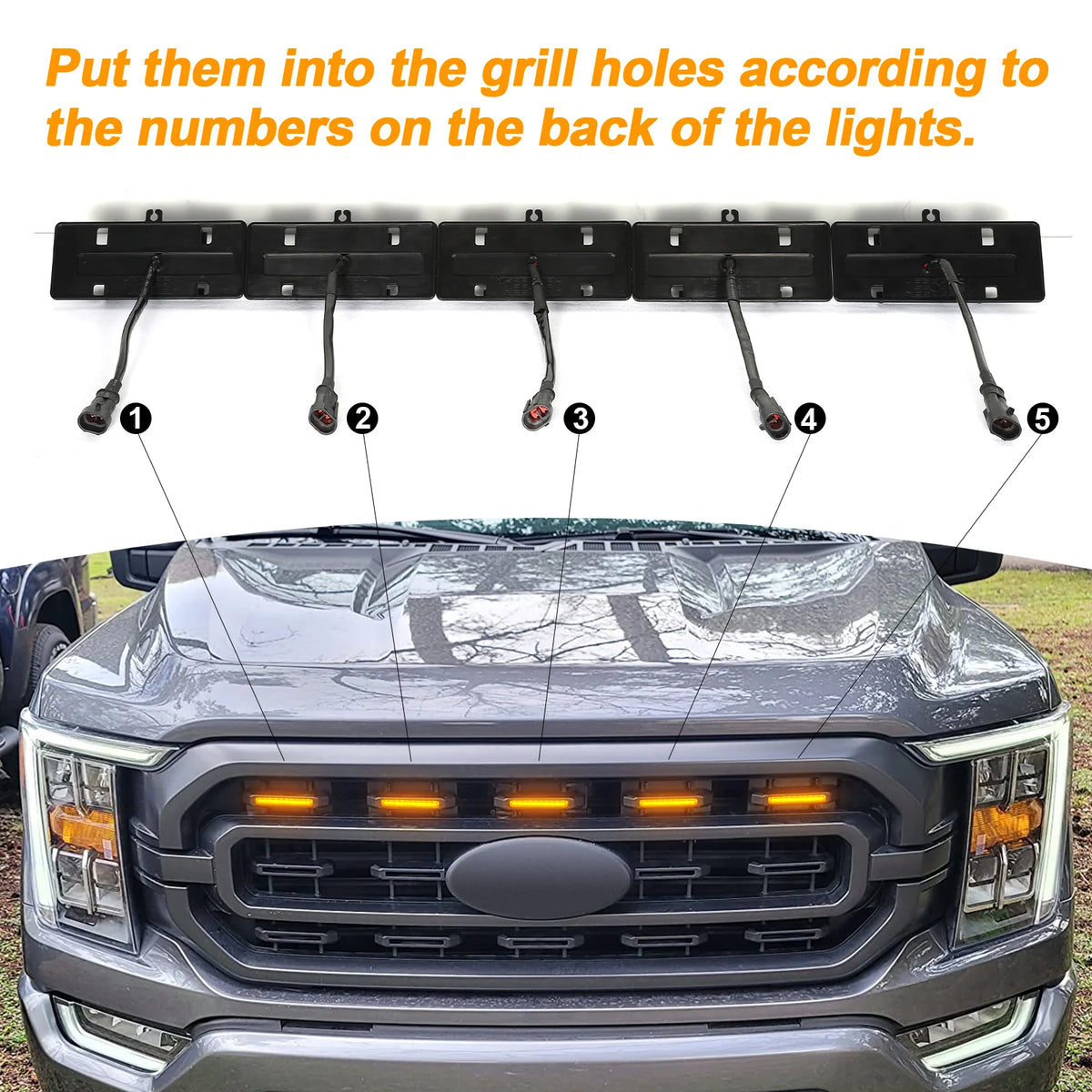 Front Grille LED Lights for Ford F150 XL and XLT 2021 to 2023