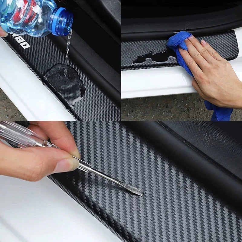 Einstiegsleistenschutz aus Carbonfaser – 3D-Aufkleber für VW Golf 5–8, GTI, Polo MK4–MK7 (60 x 7 cm)