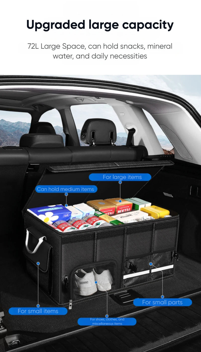Portable Foldable Car Trunk Organizer – Waterproof Oxford Storage Box up to 92L
