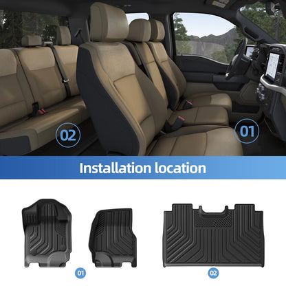 All-Weather Floor Mats & Truck Bed Liner Set for Ford F-150 (2015–2024)