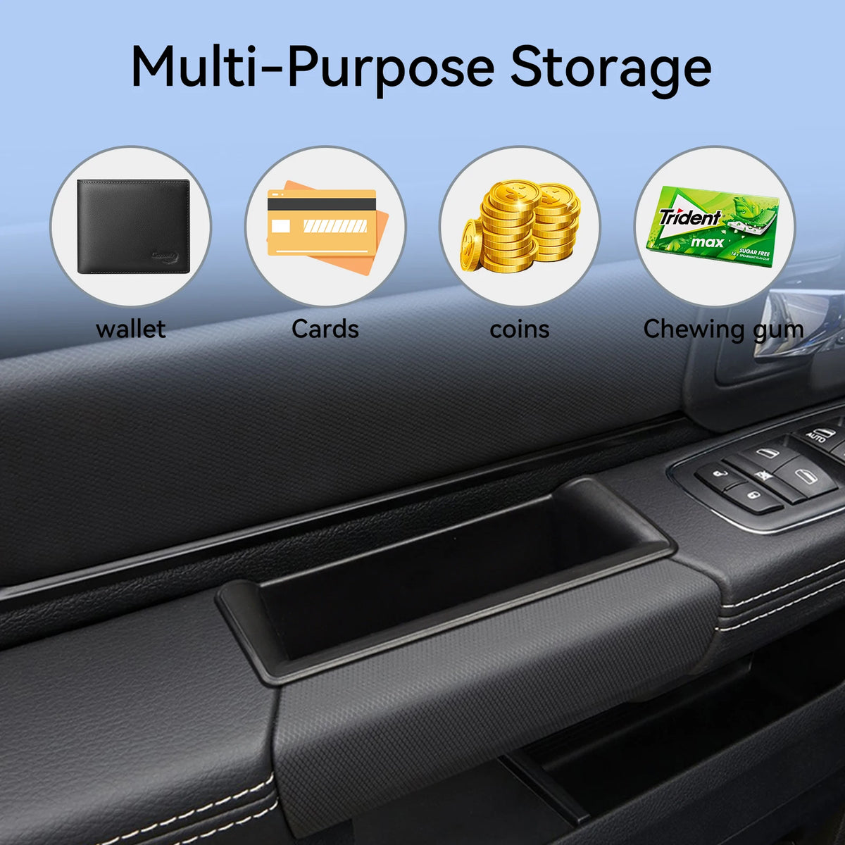 Door Handle Storage Organizer Trays for Dodge Ram 1500 2019 to 2026 4 Piece Set