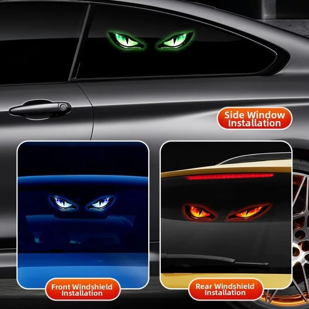 Solar Powered RGB Demon Eye Car Light – Wireless Dynamic LED Warning Light