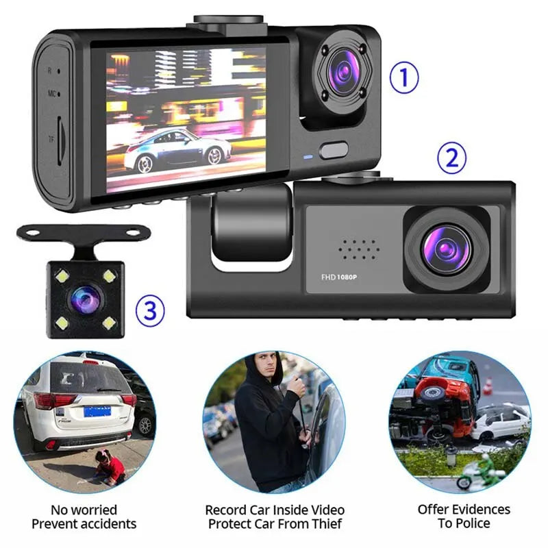 1080P Dual Dash Cam – Front & Cabin Camera with IR Night Vision