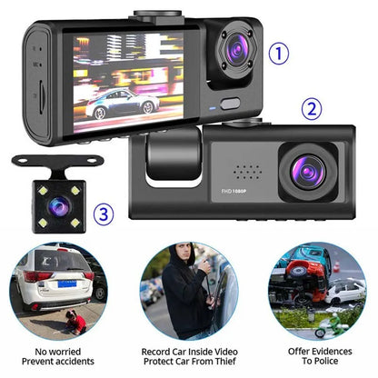 1080P Dual Dash Cam – Front & Cabin Camera with IR Night Vision