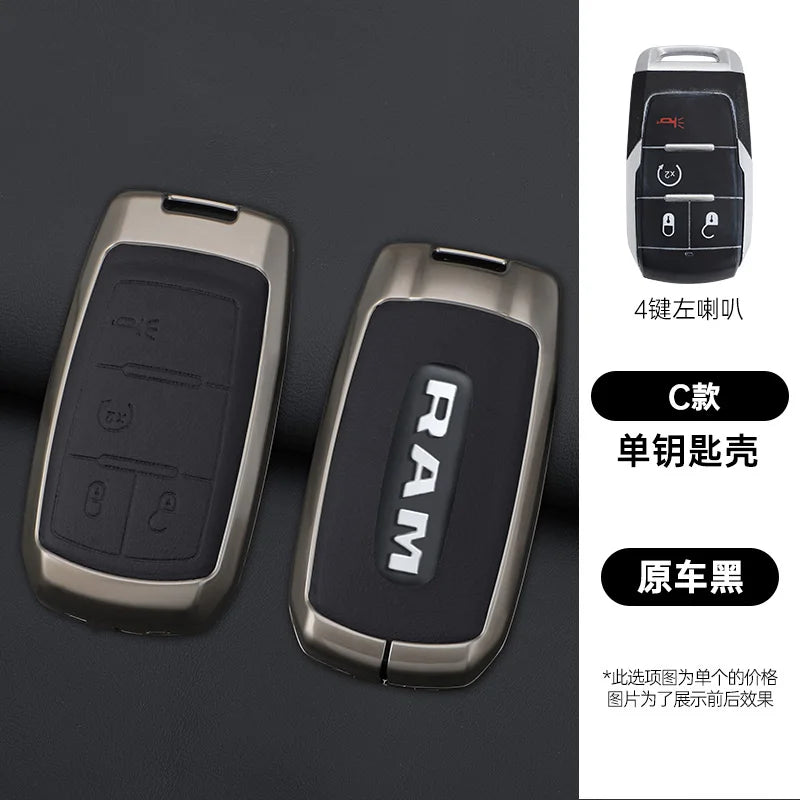 Leather Key Fob Cover for Dodge Ram 1500 2500 3500 4500 5500 TRX and Rebel