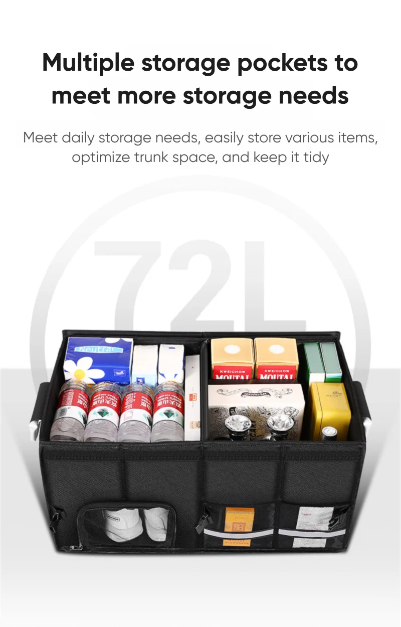 Portable Foldable Car Trunk Organizer – Waterproof Oxford Storage Box up to 92L