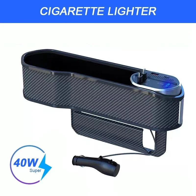 Multifunctional car seat gap holder with wireless charging &amp; 40W USB/USB-C charging port
