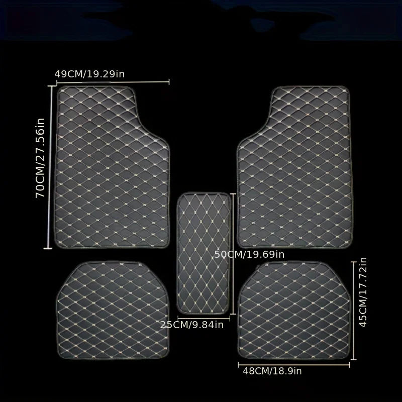 Universal 5PCS Car Floor Mats – Waterproof PU Leather Auto Interior Protection Set for Most Vehicles