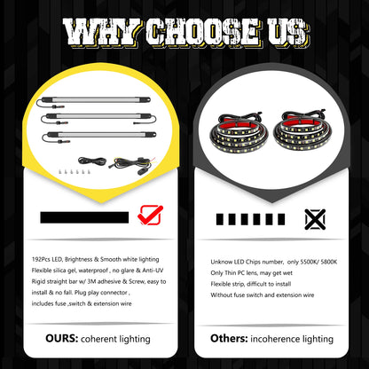 3 Piece Waterproof LED Truck Bed Light Kit with 198 LEDs