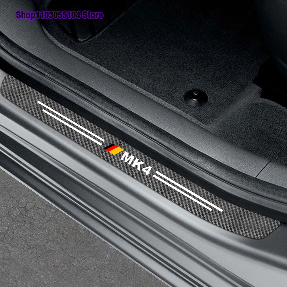 Carbon Fiber Door Sill Stickers for Volkswagen Golf – Protective Strips for all MK Models (4-Piece Set)