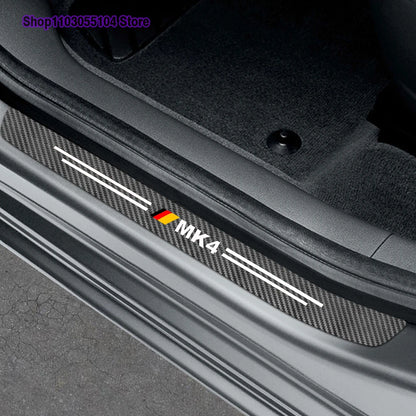 Carbon Fiber Door Sill Stickers for Volkswagen Golf – Protective Strips for all MK Models (4-Piece Set)