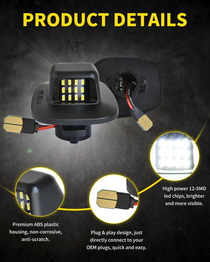 LED License Plate Lights for Chevy GMC Silverado Sierra Tahoe Yukon and More