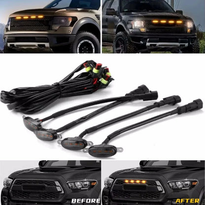 Universal LED Grille Marker Lights – Smoked Amber 12V Off-Road Light Kit