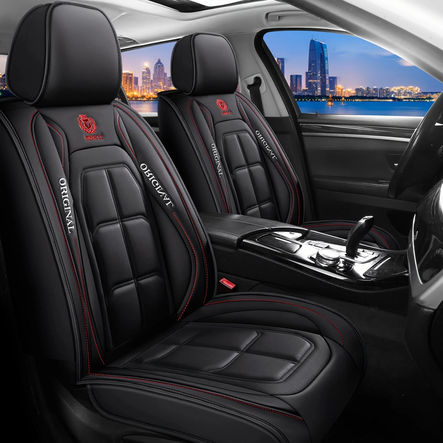 Universal Full Leather Car Seat Cover – Premium All-Season Protection for Driver & Passenger Seats