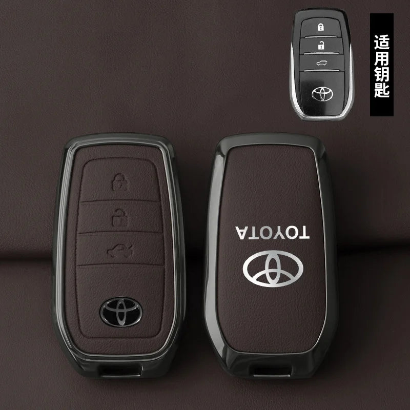 Zinc alloy and leather key case for Toyota – Stylish protection for your car key