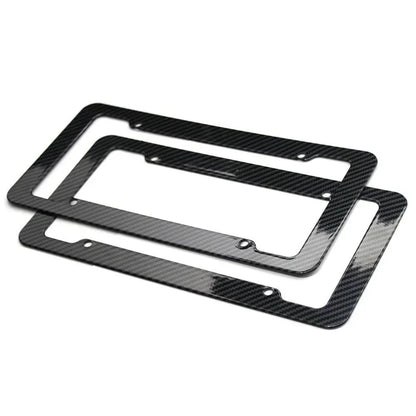 Carbon-look license plate holder – Universal car license plate frame with screw set