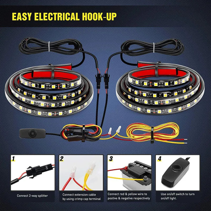 Waterproof LED Truck Bed Light Strip Kit with Switch 12V