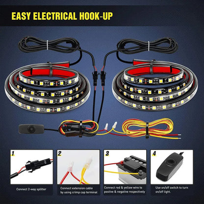 Waterproof LED Truck Bed Light Strip Kit with Switch 12V