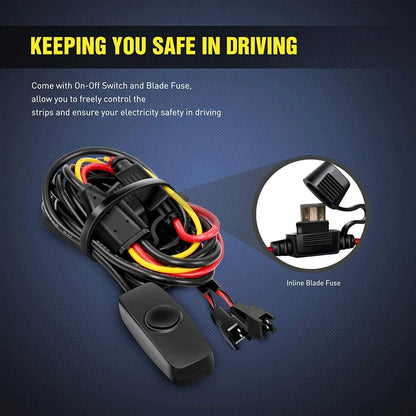 Waterproof LED Truck Bed Light Strip Kit with Switch 12V