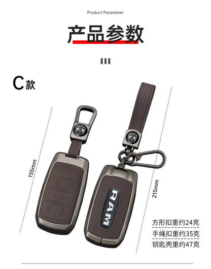 Leather Key Fob Cover for Dodge Ram 1500 2500 3500 4500 5500 TRX and Rebel