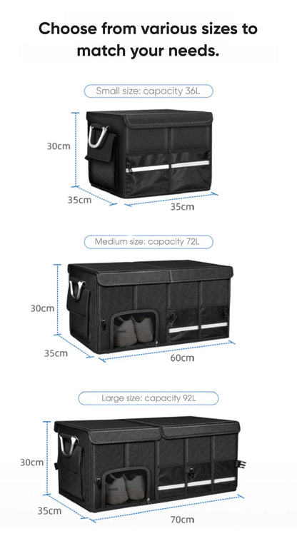 Portable Foldable Car Trunk Organizer – Waterproof Oxford Storage Box up to 92L