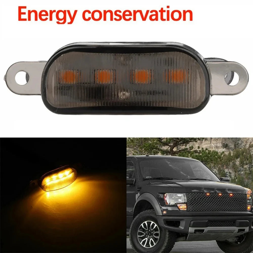 Universal LED Grille Marker Lights – Smoked Amber 12V Off-Road Light Kit