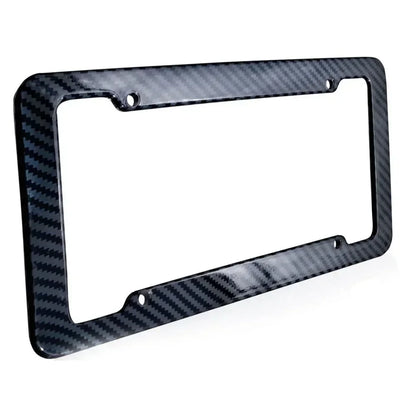 Carbon-look license plate holder – Universal car license plate frame with screw set