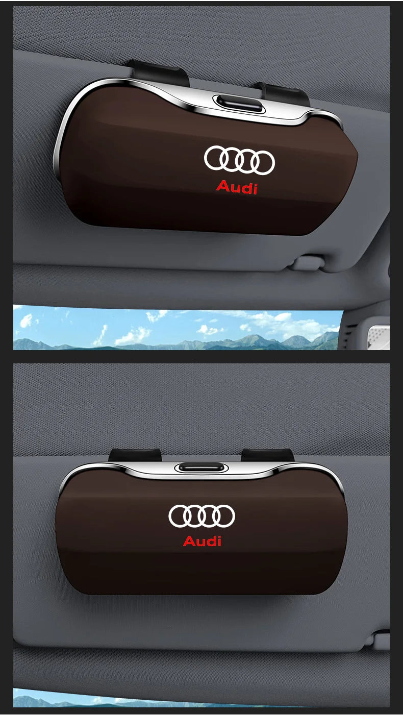 Sunglasses holder for Audi – Premium storage box for sun visors (Q3, Q5, Q7, Q8, A3, A4, A5, A6, A7, A8)