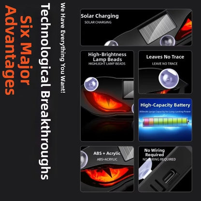 Solar Powered RGB Demon Eye Car Light – Wireless Dynamic LED Warning Light