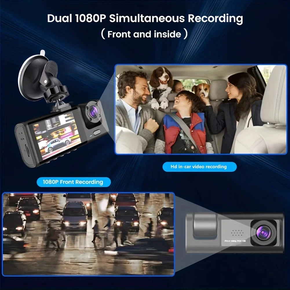 1080P Dual Dash Cam – Front & Cabin Camera with IR Night Vision