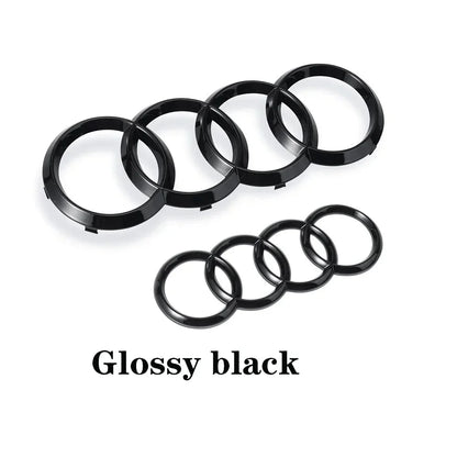 Black or silver 4-ring emblem for Audi – front grill &amp; rear logo badge (A3, A4, A5, A6, A7, Q2, Q3, Q5, Q8, TT)