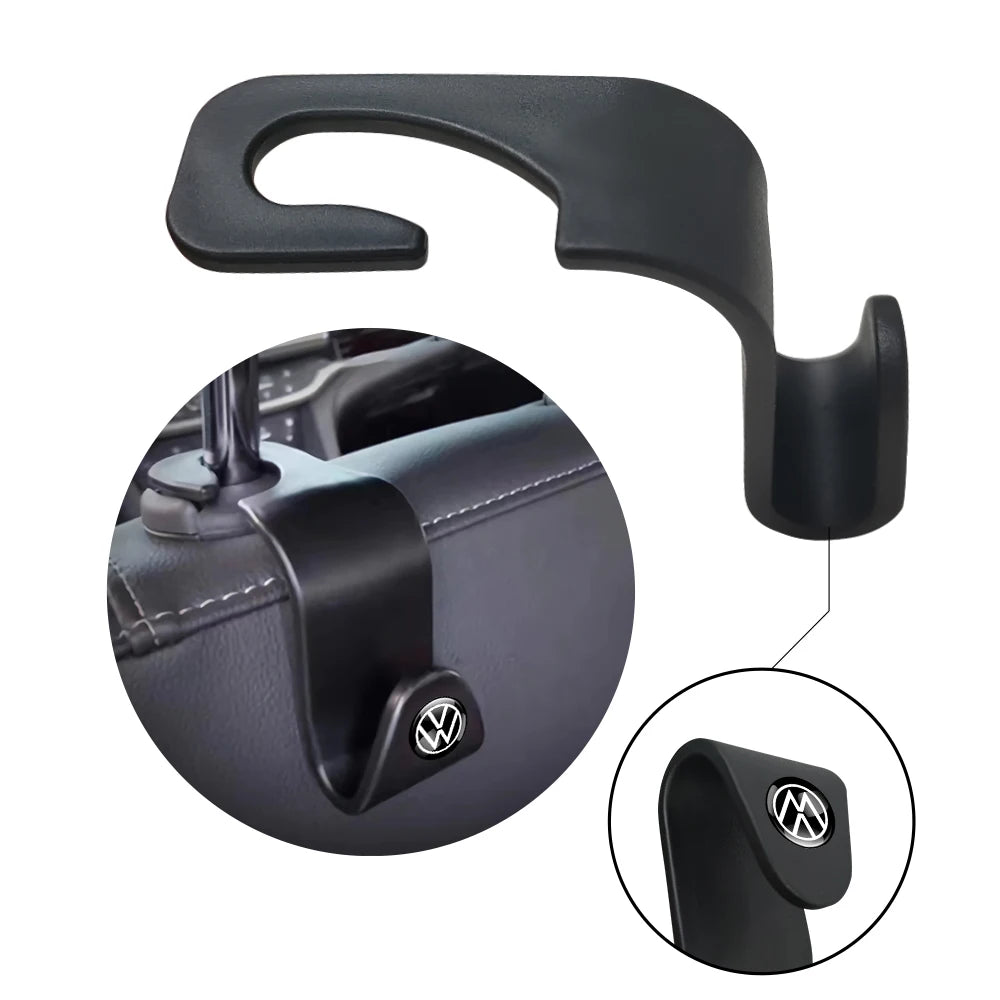 2PCS Volkswagen Headrest Hooks – Universal Rear Seat Hanger for Bags & Groceries