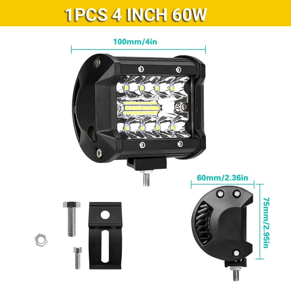 High-Power LED Off-Road Light Bar – Spot & Flood Work Light for Trucks, SUVs & 4x4