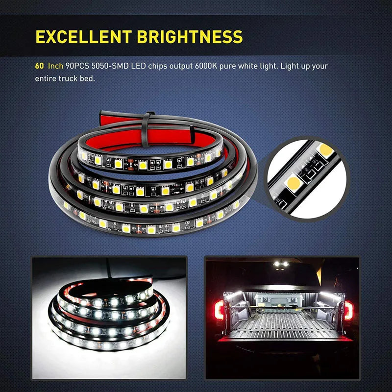 Waterproof LED Truck Bed Light Strip Kit with Switch 12V