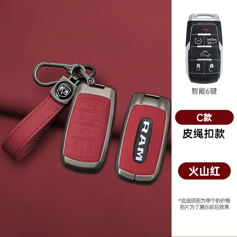 Leather Key Fob Cover for Dodge Ram 1500 2500 3500 4500 5500 TRX and Rebel