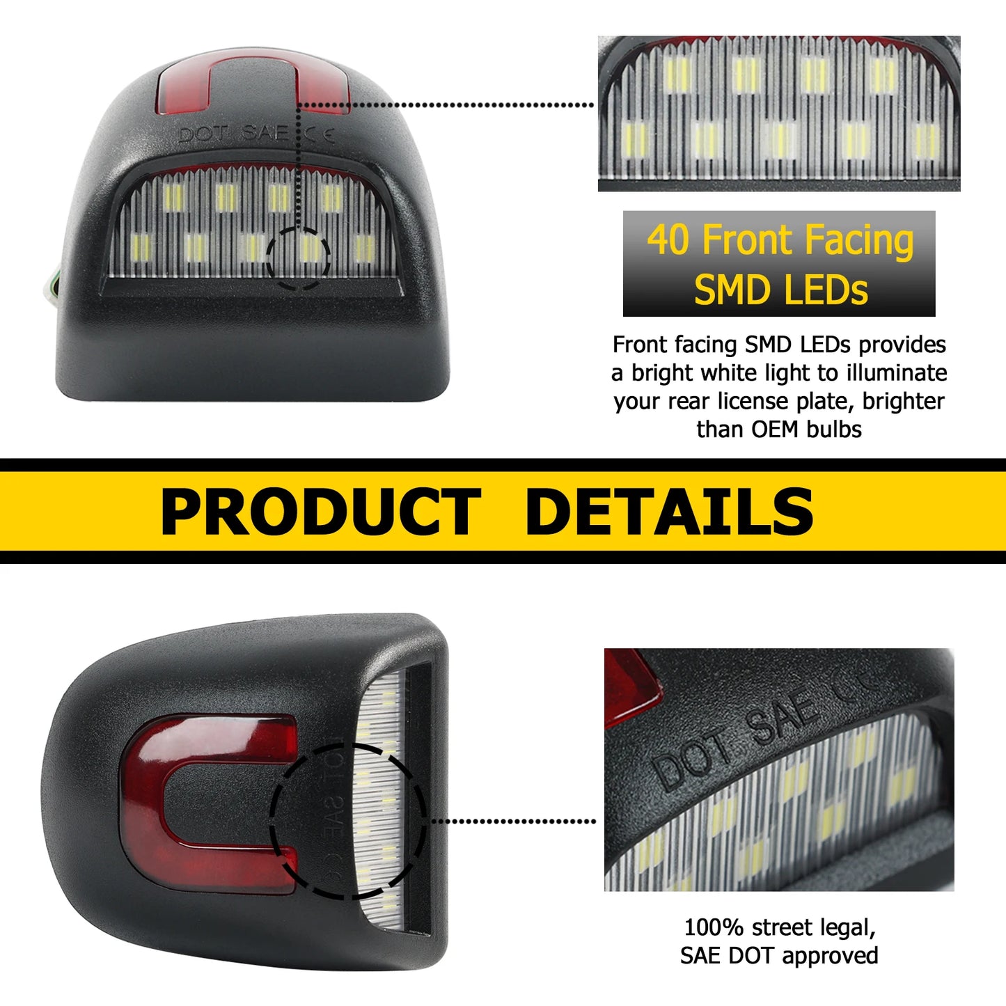 6000K LED License Plate Lights for Chevy Silverado GMC Sierra Tahoe Yukon and Escalade