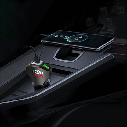 35W Fast Charger for Audi – Type-C &amp; USB Car Charging Adapter S-Line Design