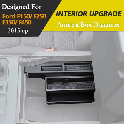 Center Console Armrest Organizer Tray for Ford F-150, F-250, F-350 & F-450 (2015–2020)